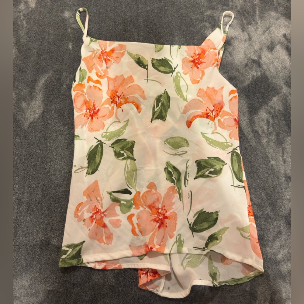 Timing Floral Camisole with Orange and Green Accents